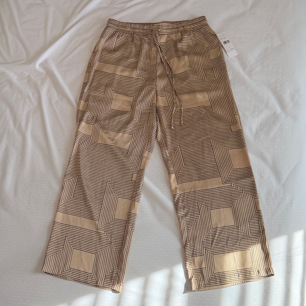 Rafaella Wide leg women Tan Geometric Patterned with pockets in black size L